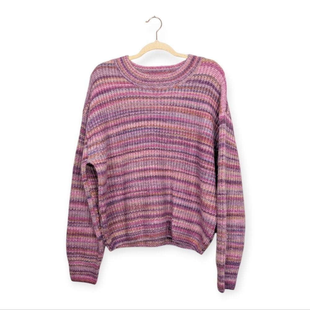 78 & Sunny Pacific Spacedye Sweater L Pink Multicolor Knit Cozy Casual NWT